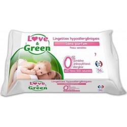 Love & Green Lingettes Hypoallergéniques Sans Parfum x56 (lot de 4 soit 224 lingettes)