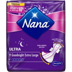 Nana Serviettes Hygiéniques Ultra Goodnight Extra Large x9 (lot de 4)