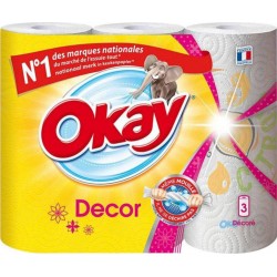 Okay Decor Essuie-tout 3 Rouleaux (lot de 3 soit 9 rouleaux)