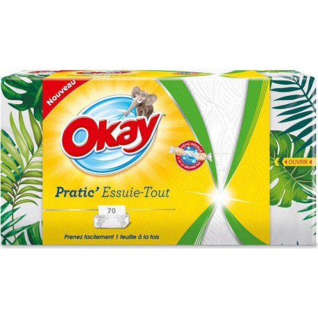 Okay Pratic’ Essuie-Tout Format Pratique 70 Feuilles (lot de 4)