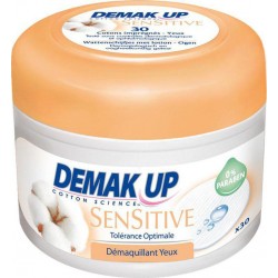 Demak Up Cotons Imprégnés Sensitive Tolérance Optimale Démaquillant Yeux Pot de 30 Cotons (lot de 4 soit 120 cotons)