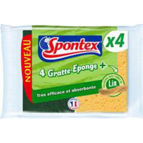Spontex Gratte Eponge + fibres de lin x4