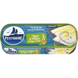 Petit Navire FILETS DE MAQUEREAUX SANS PEAU Huile d’Olive Extra Vierge 145g
