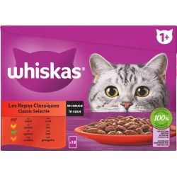 WHISKAS Sachets repas pâtée en sauce à la viande pour chat 12x85g 1.02Kg