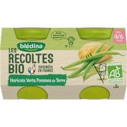 Blédina Les Récoltes Bio Haricots Verts Pommes de Terre (dès 4/6 mois) par 2 pots de 130g (lot de 8)
