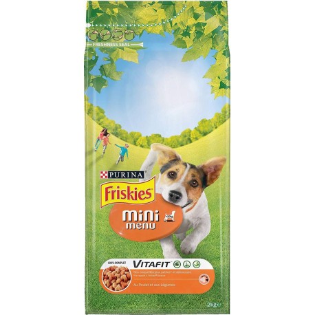 Friskies Mini Menu Vitafit Croquettes pour Chien Adulte au Poulet et aux Légumes 2Kg (lot de 4)
