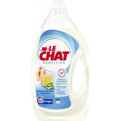 LE CHAT Lessive Liquide Sensitive au Savon de Marseille et Aloe Vera x63 2.835L