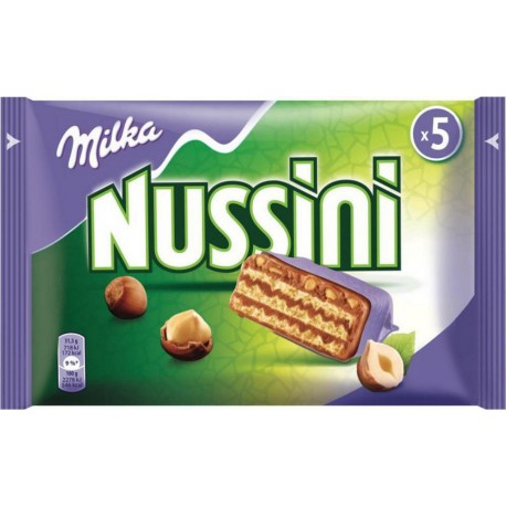 Milka Gaufrettes Nussini Chocolat Noisettes par 5 Barres 31,5g (lot de 9 soit 45 barres)