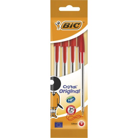 BIC BILLE CRISTAL ROUGE 1mm x4