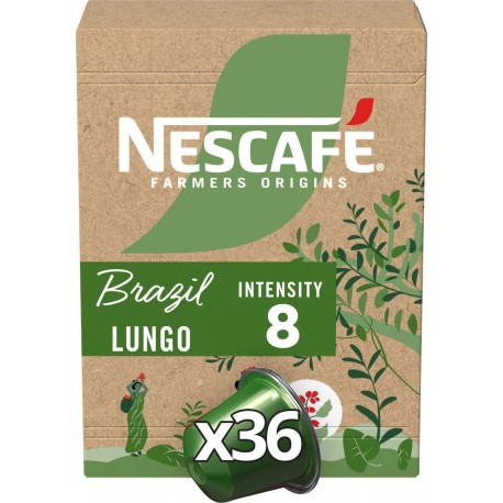 NESCAFE Café Capsules Lungo Intensité 8 Compatibles Nespresso Brésil 36 capsules