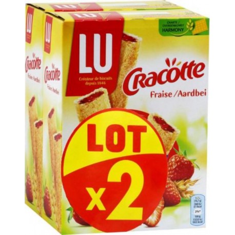 LU Biscottes Fourrées à la Fraise Cracotte 2x200g 400g