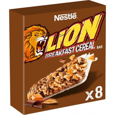 Nestlé Barres Céréales Lion Caramel et Chocolat 8 barres