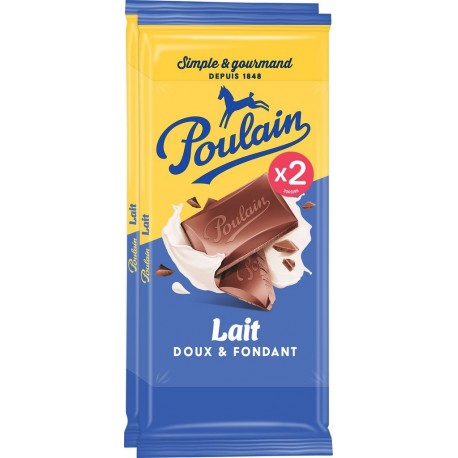 POULAIN Tablette de Chocolat Lait Doux & Fondant 2x95g 190g