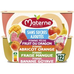 MATERNE Compotes fruits inédits multi variétés les 12 pots de 100g