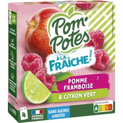 POM'POTES Compotes Pomme Framboise Citron 4 gourdes de 90g
