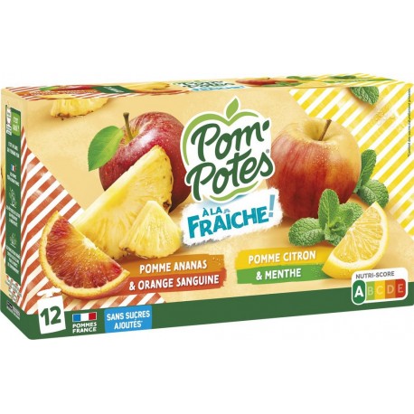 POM'POTES Compote à la fraîche multi variétés 12 gourdes