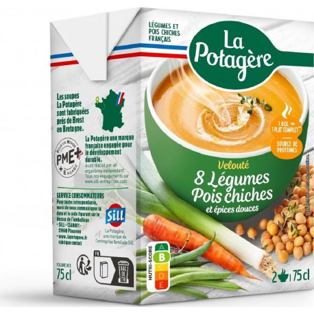 LA POTAGERE Velouté 8 légumes, pois chiches et épices douces 75cl