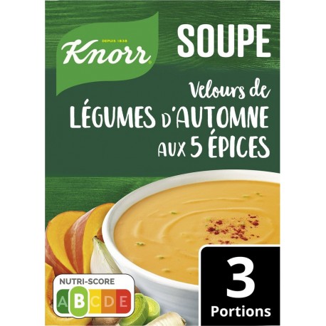 KNORR Soupe Déshydratée Velours de Légumes d'Automne aux 5 Épices le paquet pur 3 portions