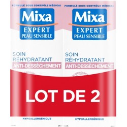 MIXA Soin Visage Réhydratant Anti-Dessèchement Peau Sensible lot de 2 pots de 50ml