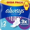 ALWAYS Serviettes Hygiéniques avec Ailettes Long Taille 2 Ultra pack de 32 serviettes hygiéniques
