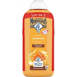 LE PETIT MARSEILLAIS Shampoing Nutrition Cheveux secs cassants Miel et Karité Bio lot de 2 flacons de 300ml