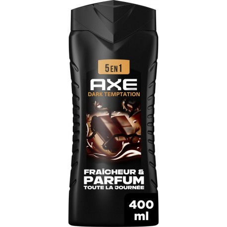 AXE Gel douche Homme Corps Cheveux Visage 5-en-1 Fraîcheur Parfum Chocolat Tonka Dark Temptation 400ml