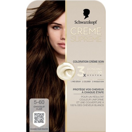 SCHWARZKOPF Coloration Permanente 5-60 Chocolat Claire Crème Soin HaptIQ Couvre 100% Cheveux Blancs Crème Supreme coloration