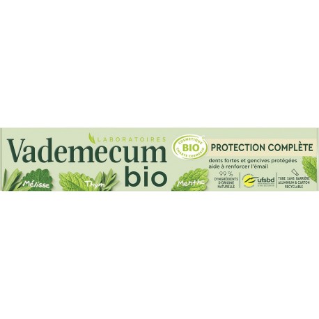 VADEMECUM Dentifrice Protection Complète Cosmos Organic le tube de 75ml