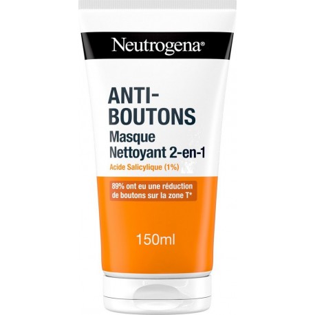 NEUTROGENA Soins Visage Anti-Boutons Masque Nettoyant 2en1 à l'Acide Salicylique 150ml