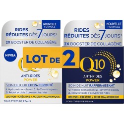 NIVEA Soin Visage Réduit les Rides Crème Q10 de Jour et Nuit lot de 2 pots de 50ml