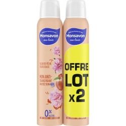 MONSAVON Déodorant spray homme Anti-transpirant 0% Alcool Fleur de pêche lot de 2 flacons de 200ml