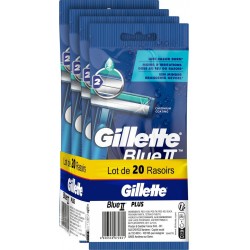 GILLETTE Rasoirs Jetables Homme Blue II Plus les 4 paquets de 5 rasoirs jetables