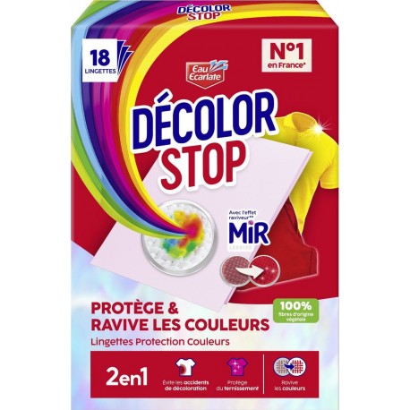 DECOLOR STOP Lingettes Décolorations Protège & Ravive les Couleurs 18 lingettes