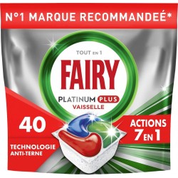 FAIRY Tablette lave-Vaisselle Platinum Plus Tout en 1 Filtre Nettoyé + Anti-Terne 40 tablettes