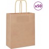 Vidaxl Sacs En Papier 50 Pcs Avec Poignées Marron 18x8x22 Cm