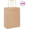 Vidaxl Sacs En Papier 50 Pcs Avec Poignées Marron 21x11x28 Cm