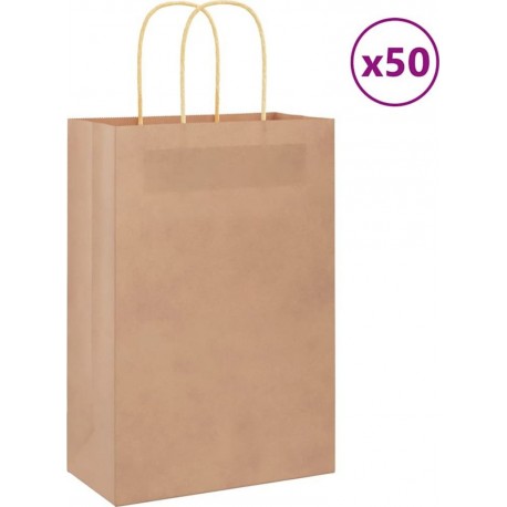 Vidaxl Sacs En Papier 50 Pcs Avec Poignées Marron 21x11x31 Cm