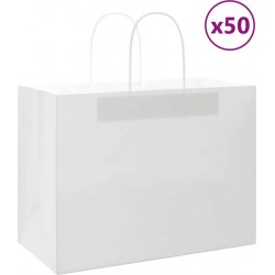 Vidaxl Sacs En Papier 50 Pcs Avec Poignées Blanc 32x17x25 Cm