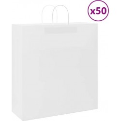 Vidaxl Sacs En Papier 50 Pcs Avec Poignées Blanc 45x17x48 Cm