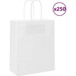 Vidaxl Sacs En Papier 250 Pcs Avec Poignées Marron 18x8x22 Cm