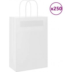 Vidaxl Sacs En Papier 250 Pcs Avec Poignées Blanc 21x11x31 Cm