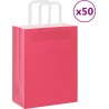 Vidaxl Sacs En Papier 50 Pcs Avec Poignées Rose 21x11x28 Cm