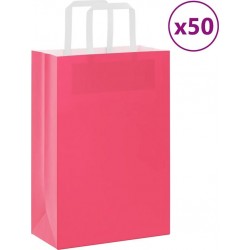 Vidaxl Sacs En Papier 50 Pcs Avec Poignées Rose 21x11x31 Cm