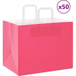 Vidaxl Sacs En Papier 50 Pcs Avec Poignées Rose 32x22x24 Cm
