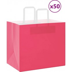 Vidaxl Sacs En Papier 50 Pcs Avec Poignées Rose 32x22x28 Cm