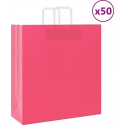 Vidaxl Sacs En Papier 50 Pcs Avec Poignées Rose 45x17x48 Cm