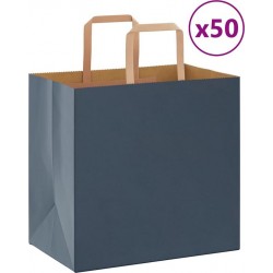 Vidaxl Sacs En Papier 50 Pcs Avec Poignées Bleu 26x17x25 Cm