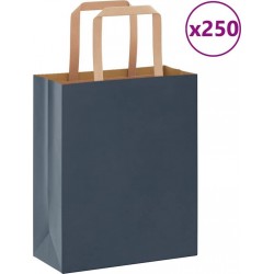 Vidaxl Sacs En Papier 250 Pcs Avec Poignées Bleu 18x8x22 Cm
