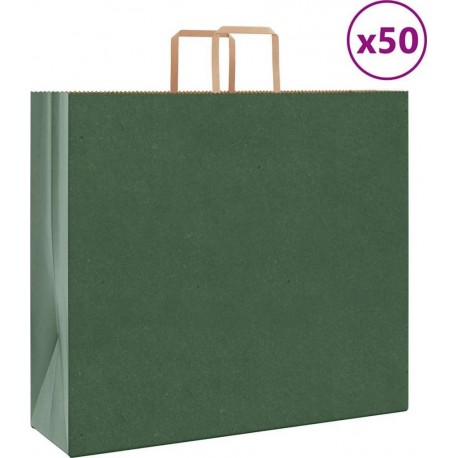 Vidaxl Sacs En Papier 50 Pcs Avec Poignées Vert 54x15x49 Cm