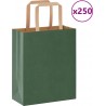Vidaxl Sacs En Papier Bags Pcs Avec Poignées Vert 18x8x22 Cm